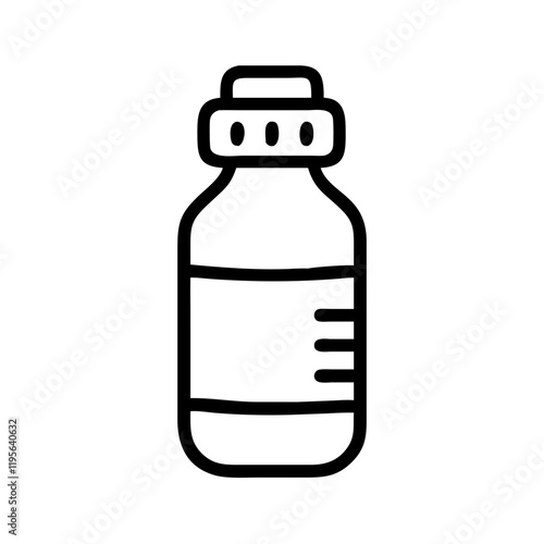 Outline illustration of a medicine bottle, symbolizing health and wellness