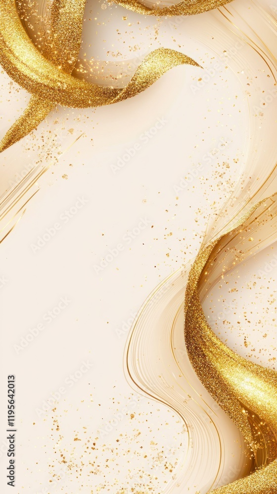 Obraz premium Golden swirls on beige background; elegant design; ideal for luxury branding