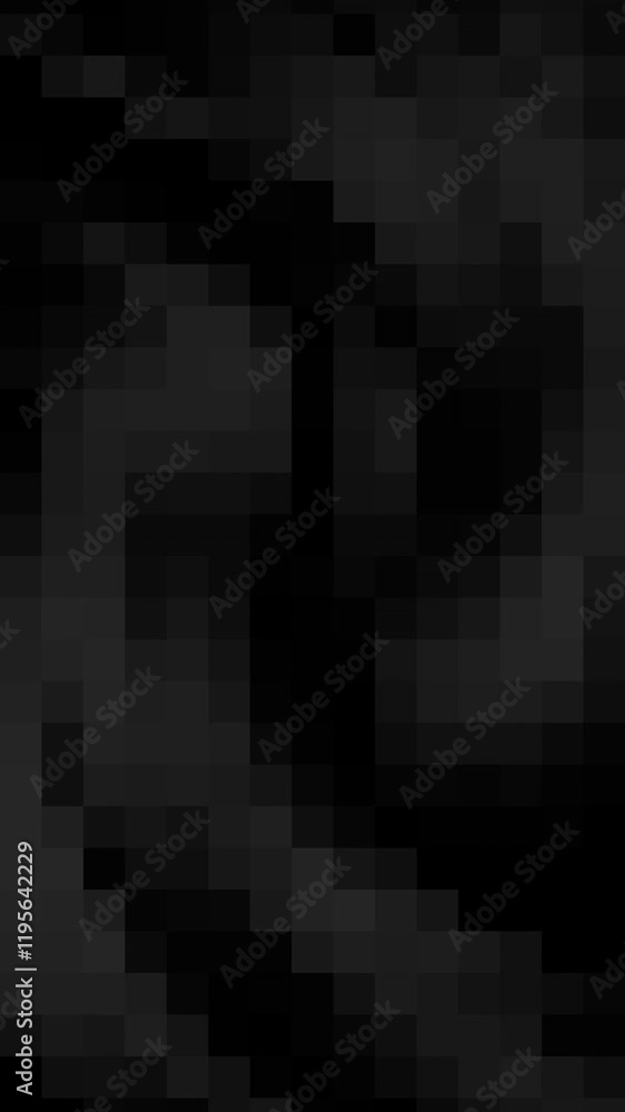 black square background mosaic pattern abstract pixel art 4K design seamless loop vertical animation