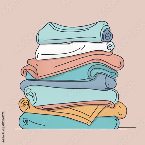 pile of folded towels cartoon vector