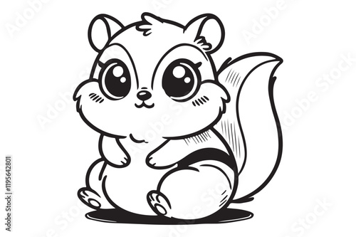 Cute cartoon chipmunk outline 