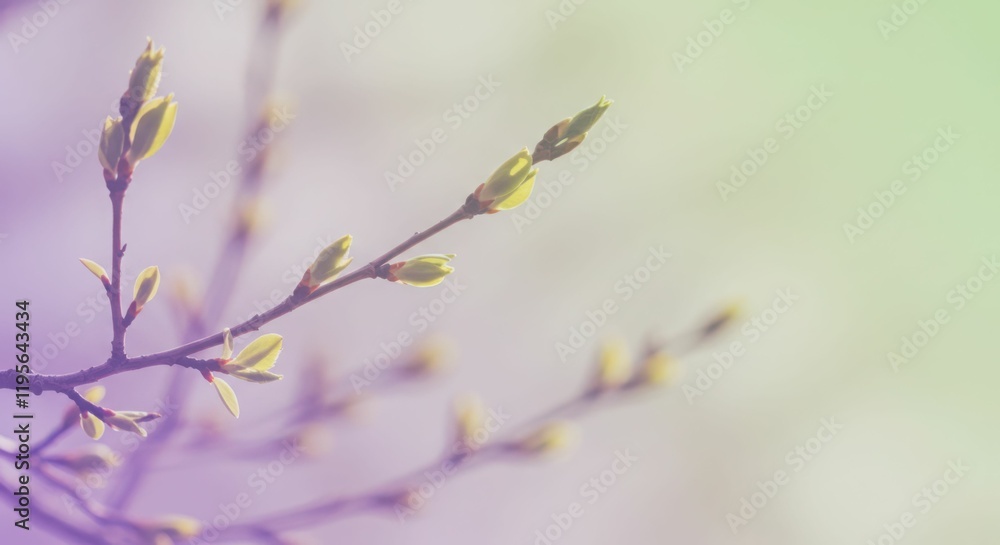 Springtime bliss: delicate pastel blossoms on soft branches against gradient background Springtime bliss: delicate pastel blossoms on soft branches against gradient background