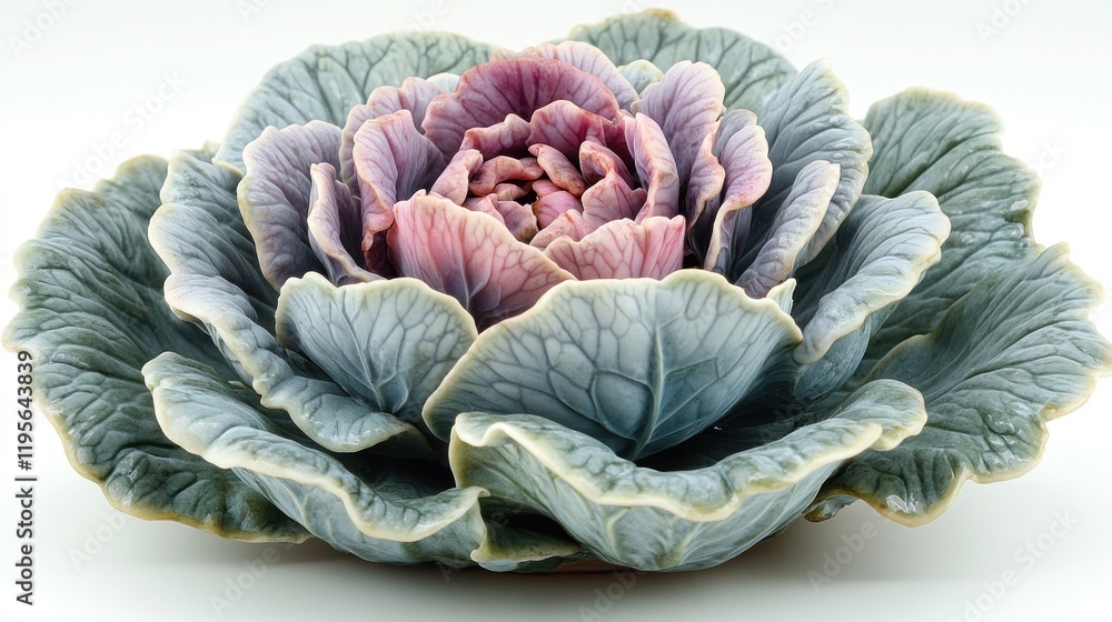 Obraz premium A beautifully crafted porcelain cabbage flower sculpture with intricate details and soft colors