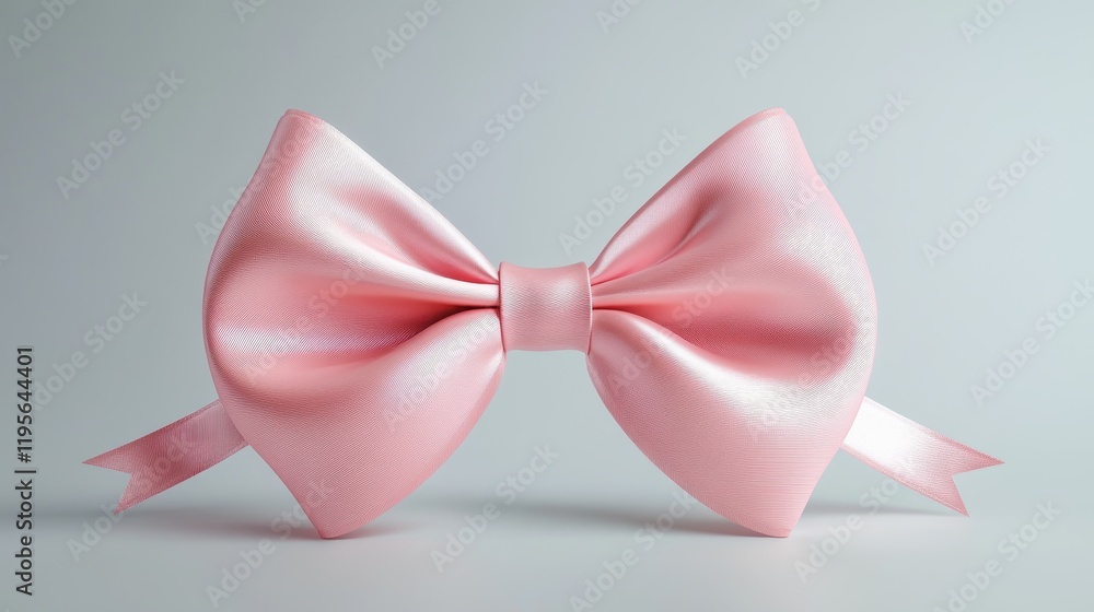 Naklejka premium Elegant pink satin bow on gray background