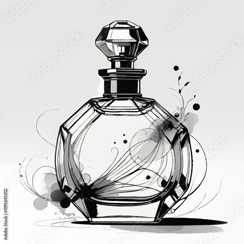 perfume crystal flacon black in vector illustration