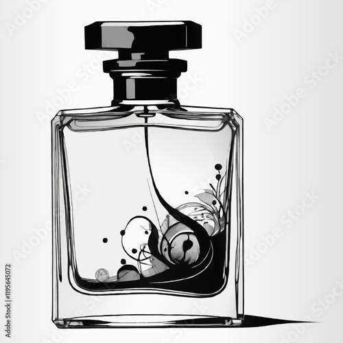 perfume flacon, ink sketch vestor