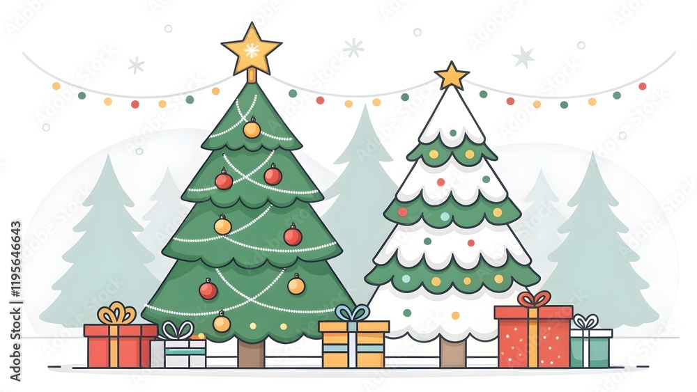 Cheerful Christmas Trees with Festive Decorations and Gifts V2 Cheerful Christmas Trees with Festive Decorations and Gifts V2