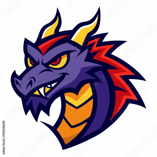 red head of a wolf mighty dragon mascot