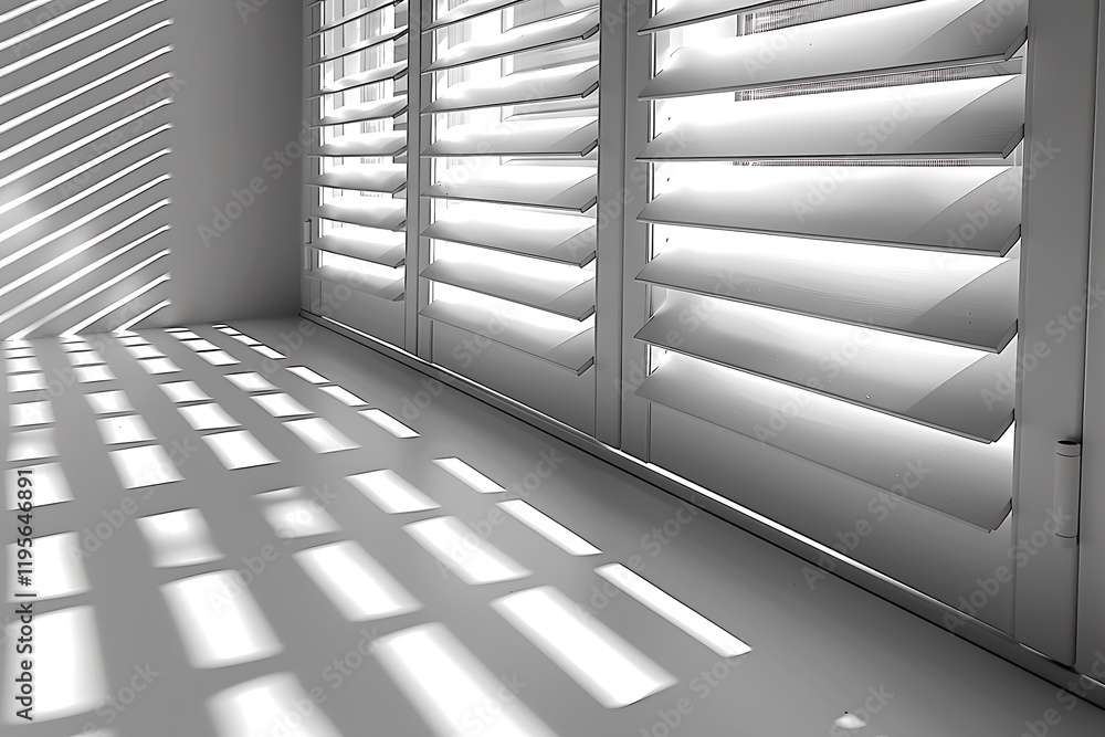 Obraz premium Window Natural Shadow Overlay Effect on White Background