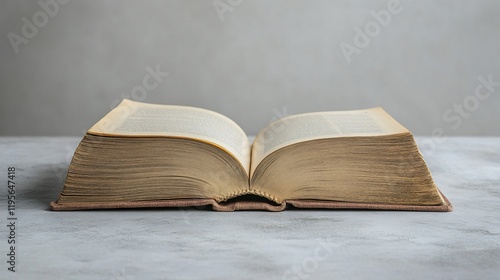 Wallpaper Mural Open antique book on table, neutral background, reading Torontodigital.ca