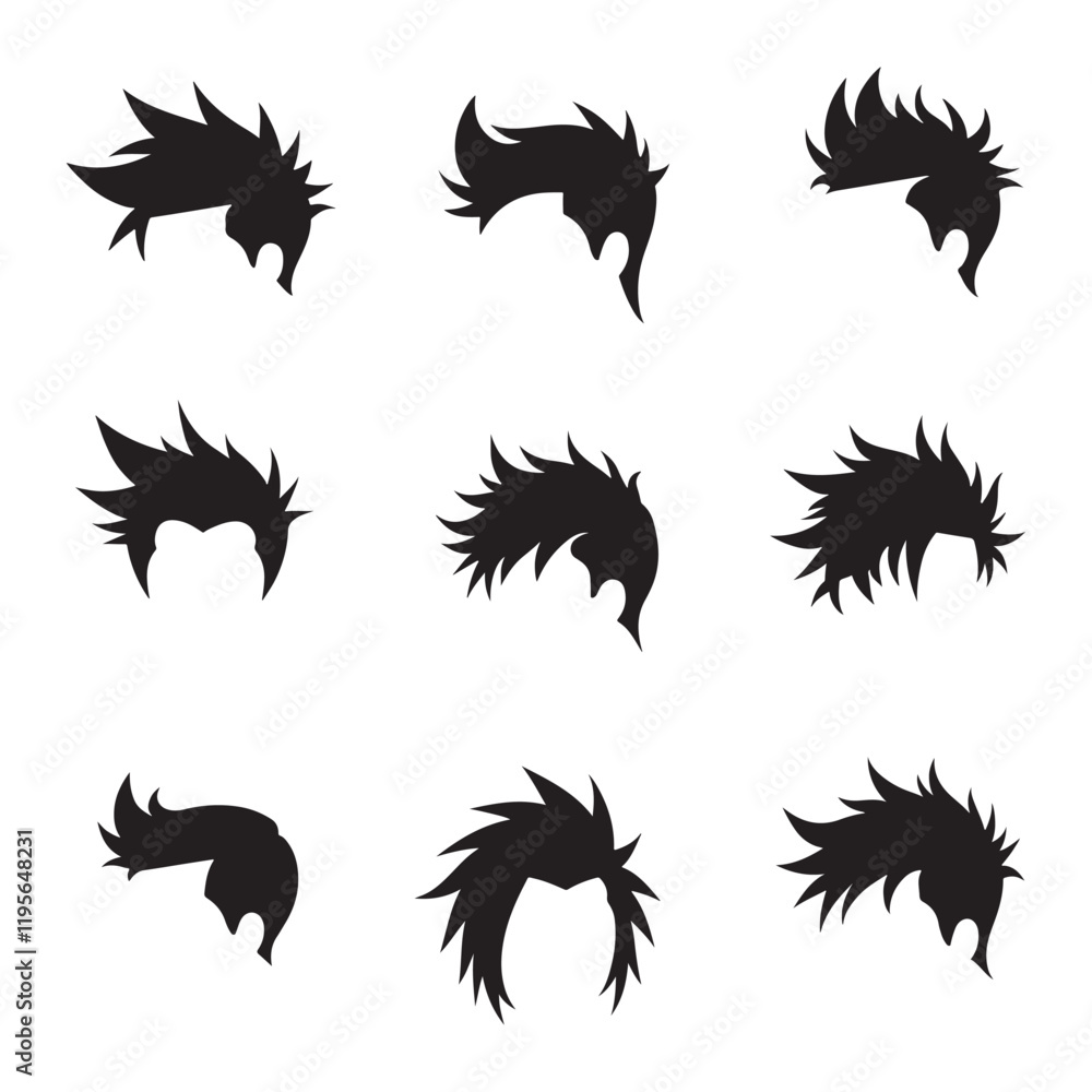 Obraz premium Stylized hair silhouettes vector art illustration 