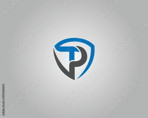 Shield letter PT, TP logo design concept modern vector template.