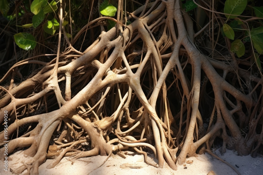 Tropical Smilax Vine Roots Dug from Ground in Florida, USA. No People in Daytime Shot of Large Plant Roots Tropical Smilax Vine Roots Dug from Ground in Florida, USA. No People in Daytime Shot of Large Plant Roots