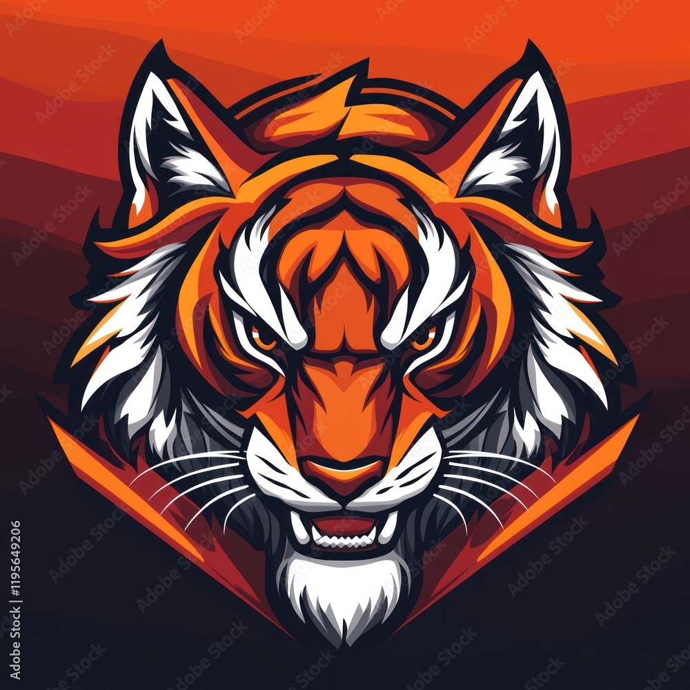 Obraz premium Fierce tiger head graphic design, dramatic background