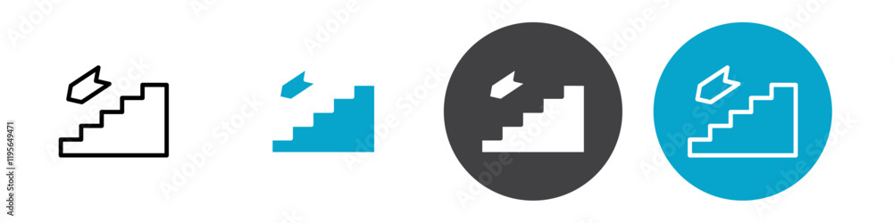 stairs down icon Vector illustration in black
