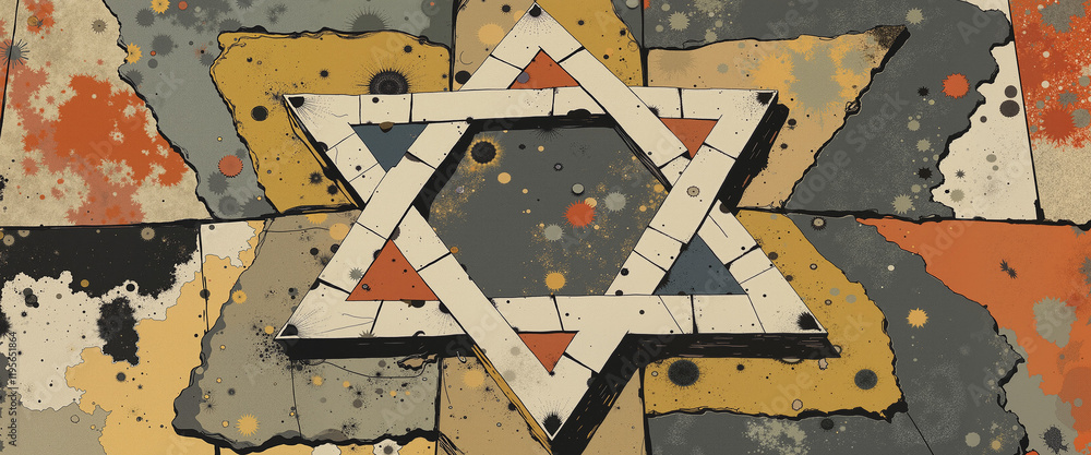 International holocaust remembrance day Star of David illustration in abstract shapes and colors International holocaust remembrance day Star of David illustration in abstract shapes and colors