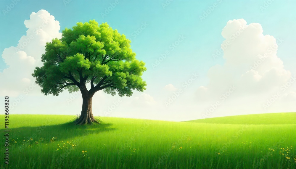 Obraz premium one-tree-and-grassland