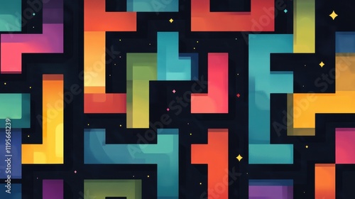 Colorful Abstract Geometric Pattern with Bright Tones and Shapes photo