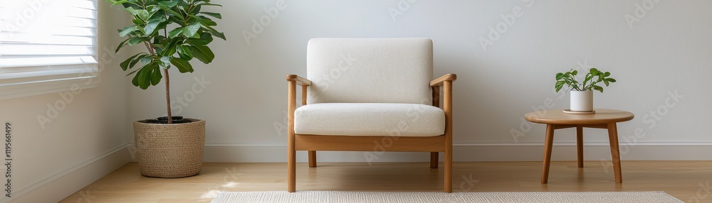 Fototapeta premium Cozy living room setup modern home interior design minimalist environment natural light comfort concept