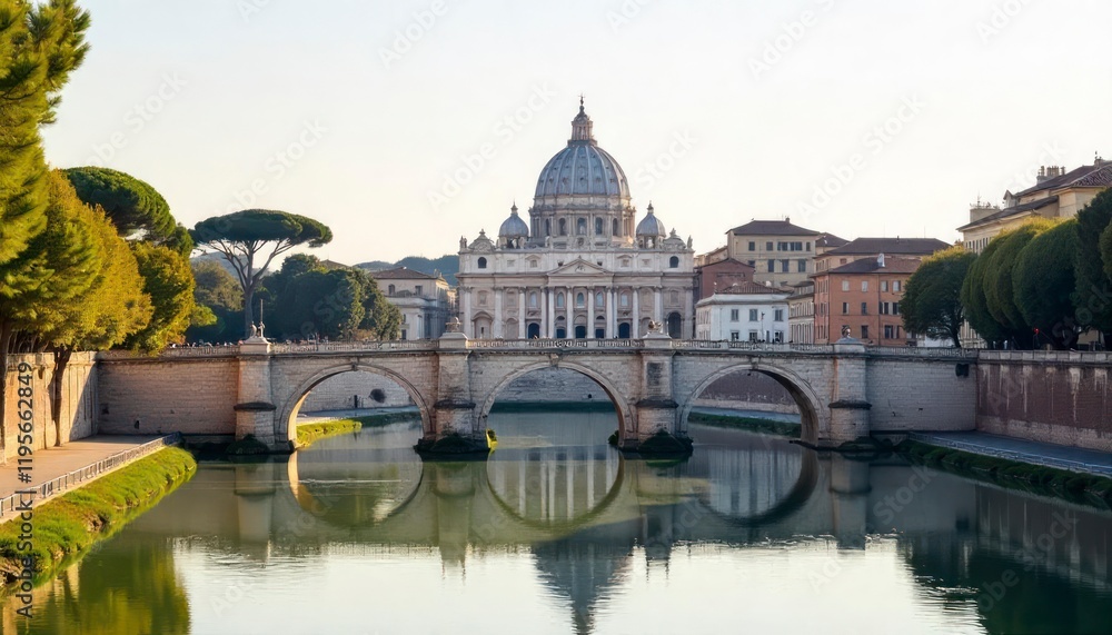 Fototapeta premium t-peters-cathedral-over-the-aelian-bridge-rome-it