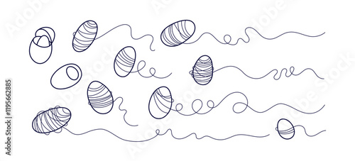 Cocoon line set. Silk thin thread. Editable stroke