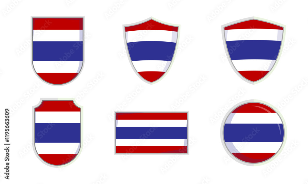 Naklejka premium Thailand national flag shield Badge element set