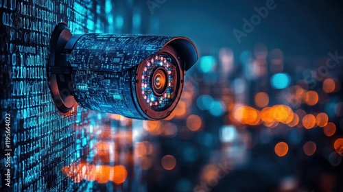 Cybersecurity Surveillance Camera Digital Data Background Concept