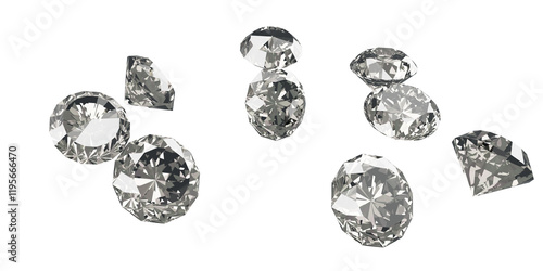The pile of diamonds Illustration. 3d rendering.	