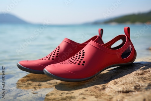 Red Neoprene Water Shoes for Active Women | Perfect Footwear for Beach, Swimming, Water Sports, and Walking photo