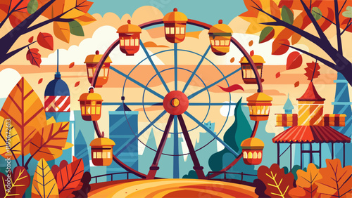 Charming vintage ferris wheel at a fall fair