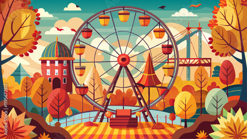 Charming vintage ferris wheel at a fall fair
