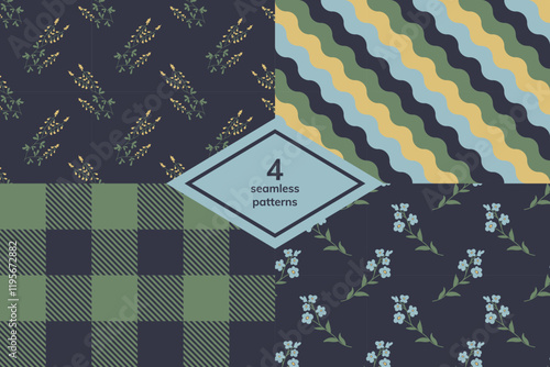 Seamless decorative vector patterns set