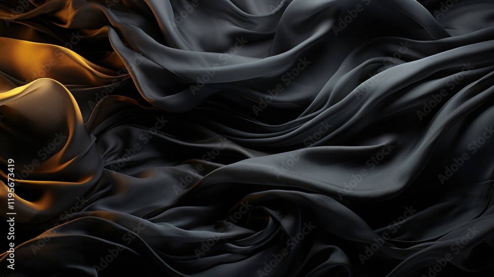 Fototapeta premium Black silk drapery.