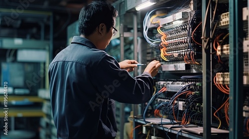 Technician Working on Server Rack