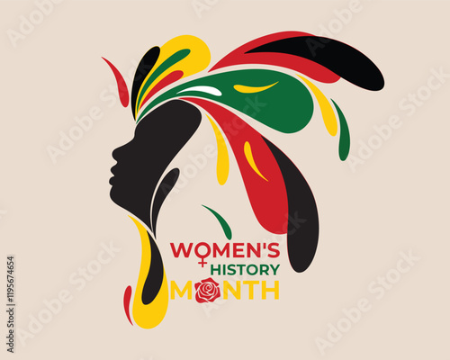 Women's History Month is celebrated in march. Text on the background abstract low poly style. Banner, poster Women s History Month in the red, blue, pink colors for social media.