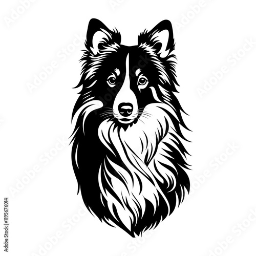 Portrait of a Shetland Sheepdog Dog Vector on white background