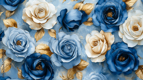 Blumen Rose Blau Floral Aquarell