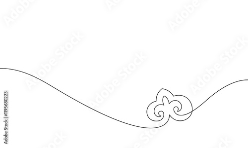 Kazakh ornament continuous line drawing, Vector illustration design element made of one thin line