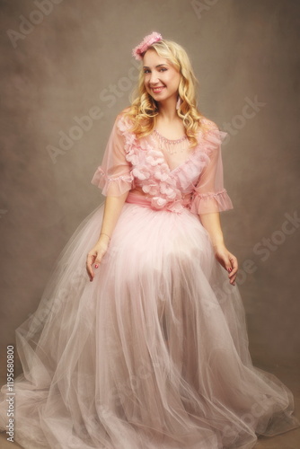 Woman in Pink Gown Smiling