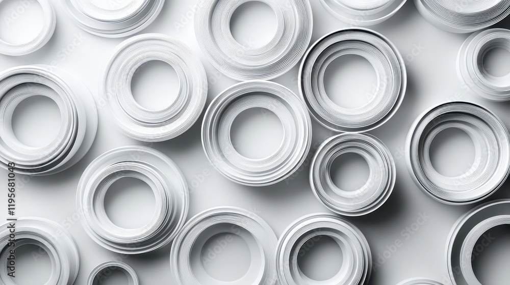 Abstract white circular paper patterns with layered design Abstract white circular paper patterns with layered design