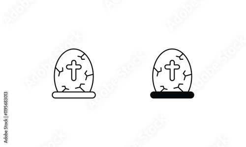 Tombstone icon set line and glyph vector illustration