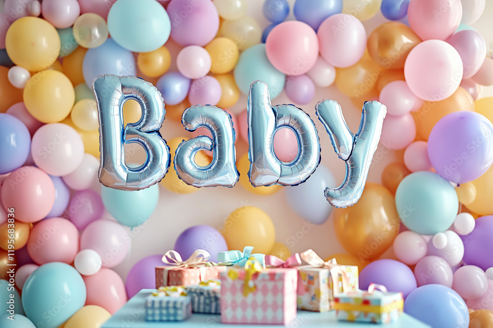 Balloons in the shape of letters spelling Balloons in the shape of letters spelling