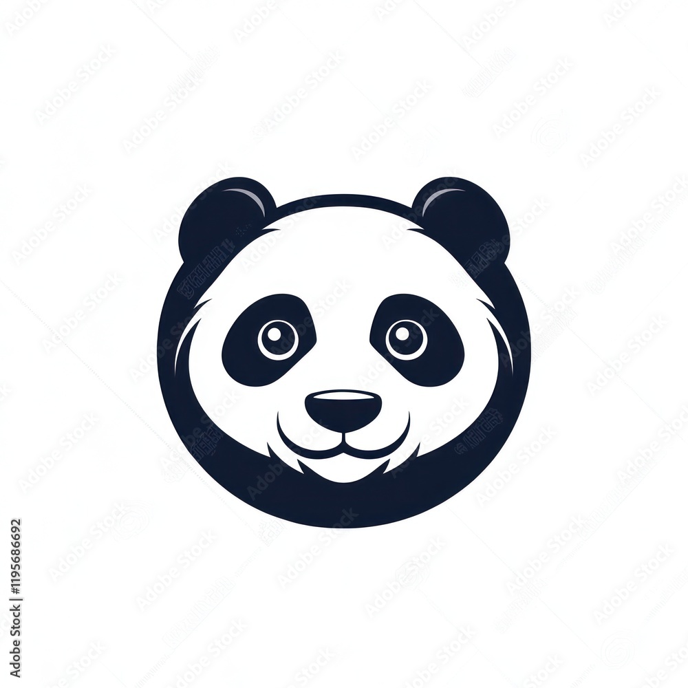Cute panda head graphic design, logo potential, simple, black and white Cute panda head graphic design, logo potential, simple, black and white