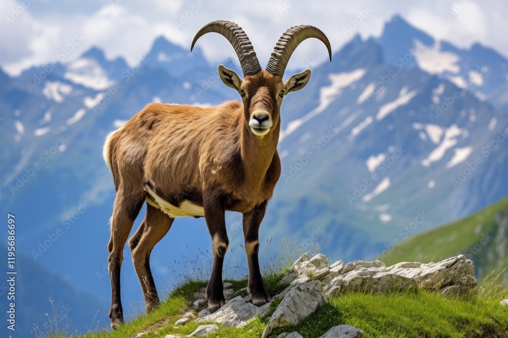 Ibex in Gran Paradiso National Park, Italy. Hiking Upsurge Amid Scenic Green. An Italian Mammal Trek You'll Never Forget Ibex in Gran Paradiso National Park, Italy. Hiking Upsurge Amid Scenic Green. An Italian Mammal Trek You'll Never Forget