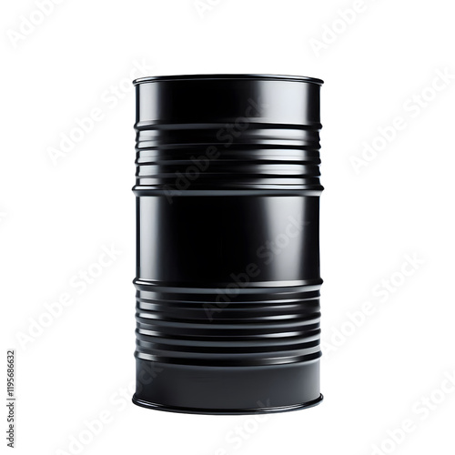 Black Industrial Oil Drum isolated on transparent Background photo