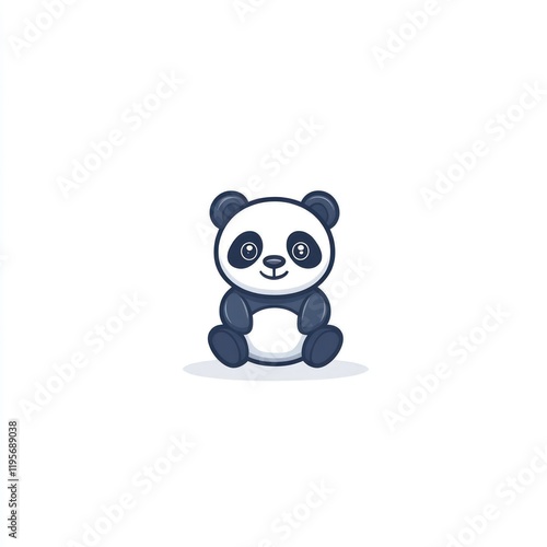 Cute panda cartoon character sitting, simple design, use for children's products, website, logo photo