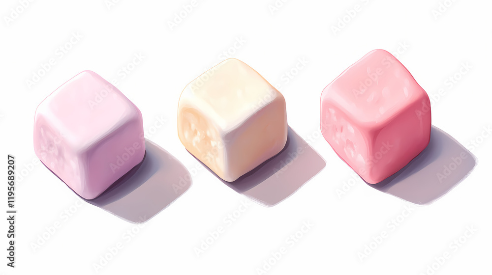 Marshmallow isolated on white background, flat lay, super realistic. crystalpath. illustration. Crystalpath. Illustration Marshmallow isolated on white background, flat lay, super realistic. crystalpath. illustration. Crystalpath. Illustration