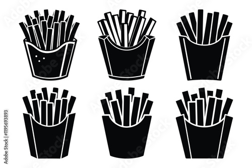 Fries bundle  icon vector on White Background ,Vector Art Illustration on white background.