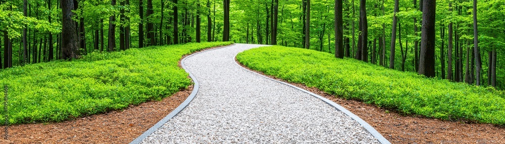 Winding path through lush green forest nature photography peaceful environment serene viewpoint Winding path through lush green forest nature photography peaceful environment serene viewpoint