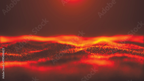 Abstract background with a dynamic wave. Futuristic wave with dots. Big data concept. Abstract technology background. Vector illustration